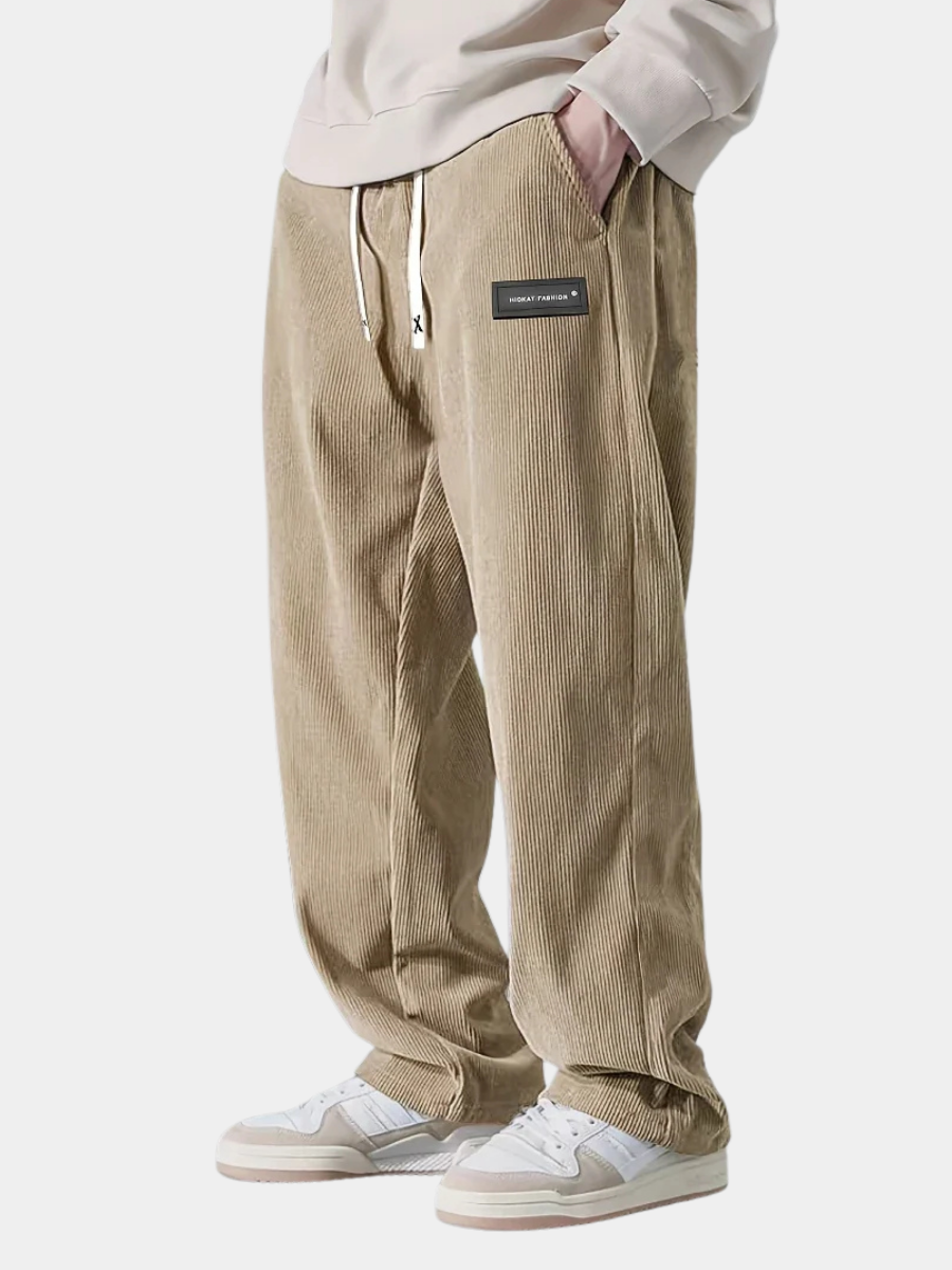 Men's Relaxed Corduroy Pants with Drawstring Waist