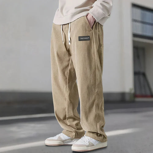 Men's Relaxed Corduroy Pants with Drawstring Waist