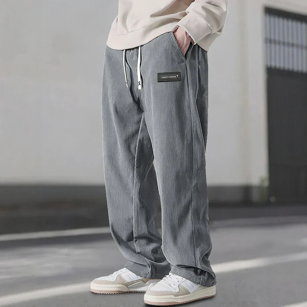 Men's Relaxed Corduroy Pants with Drawstring Waist
