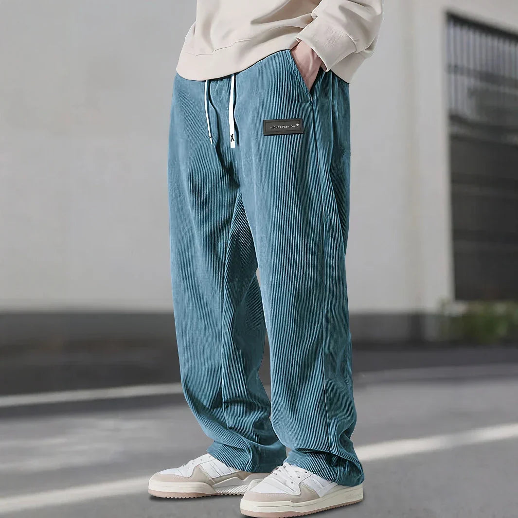 Men's Relaxed Corduroy Pants with Drawstring Waist