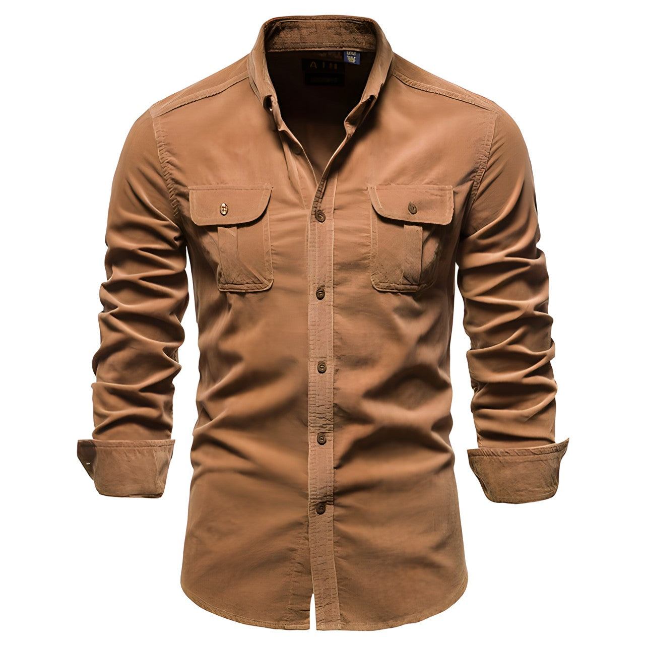 Men's Casual Corduroy Shirt with Buttoned Chest Pockets