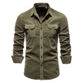 Men's Casual Corduroy Shirt with Buttoned Chest Pockets