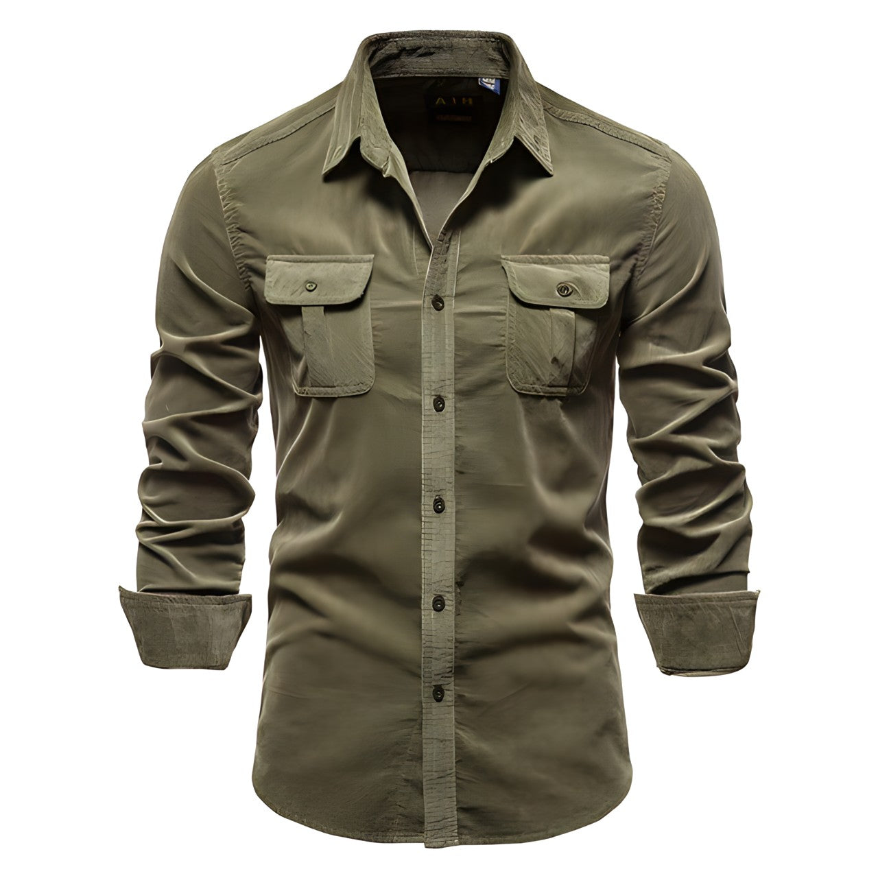 Men's Casual Corduroy Shirt with Buttoned Chest Pockets