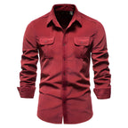 Men's Casual Corduroy Shirt with Buttoned Chest Pockets