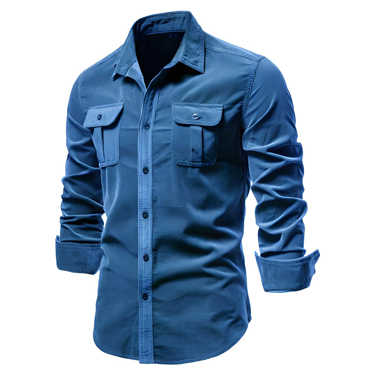 Men's Casual Corduroy Shirt with Buttoned Chest Pockets