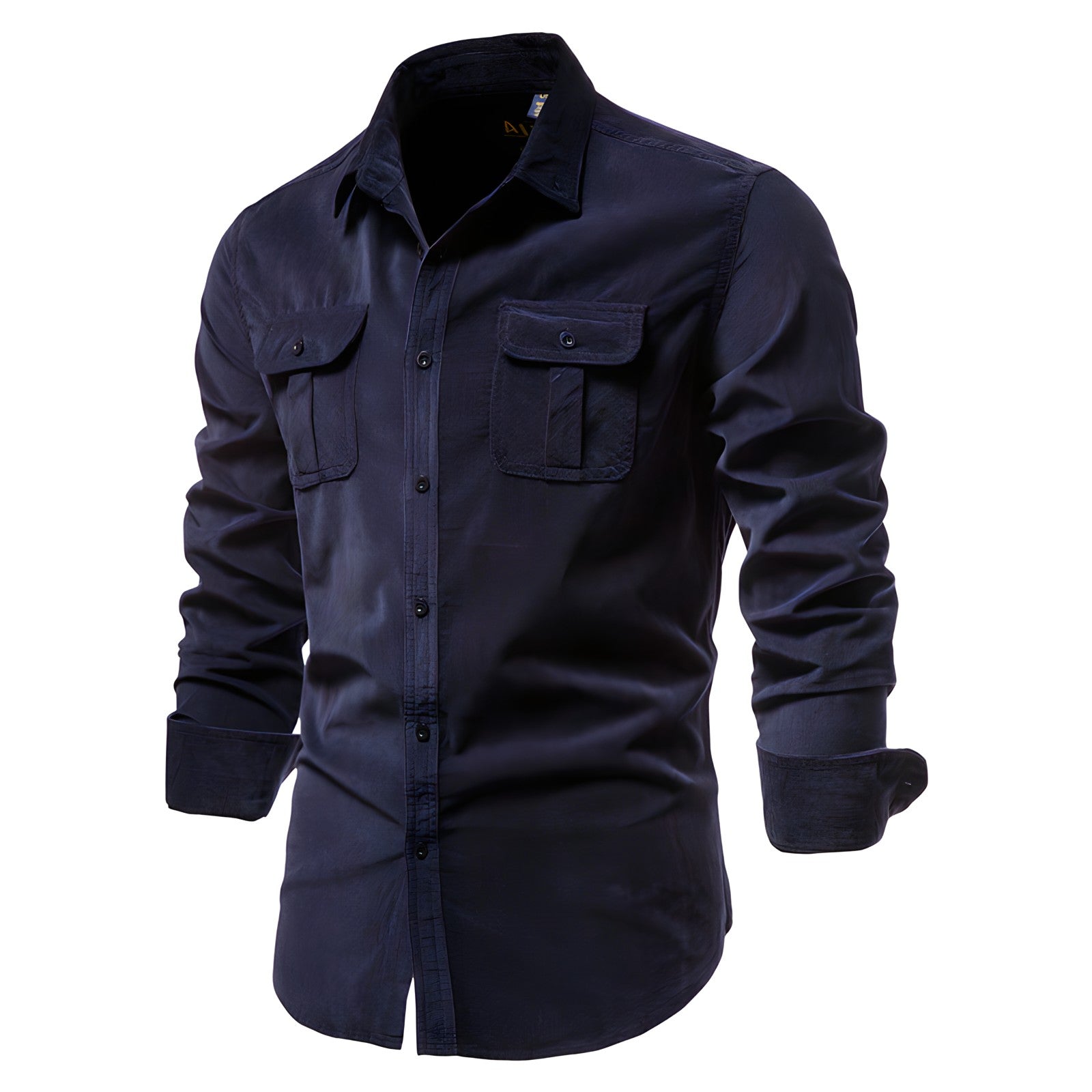 Men's Casual Corduroy Shirt with Buttoned Chest Pockets