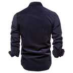 Men's Casual Corduroy Shirt with Buttoned Chest Pockets