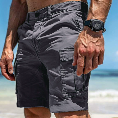 Men's Relaxed Cotton Cargo Shorts with Flap Pockets
