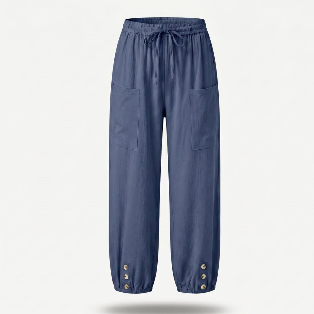 Women's Relaxed Linen Capri Pants with Drawstring Waist