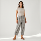 Women's Relaxed Linen Capri Pants with Drawstring Waist