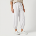 Women's Relaxed Linen Capri Pants with Drawstring Waist
