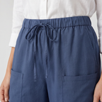 Women's Relaxed Linen Capri Pants with Drawstring Waist