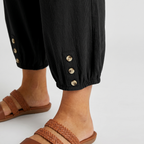 Women's Relaxed Linen Capri Pants with Drawstring Waist