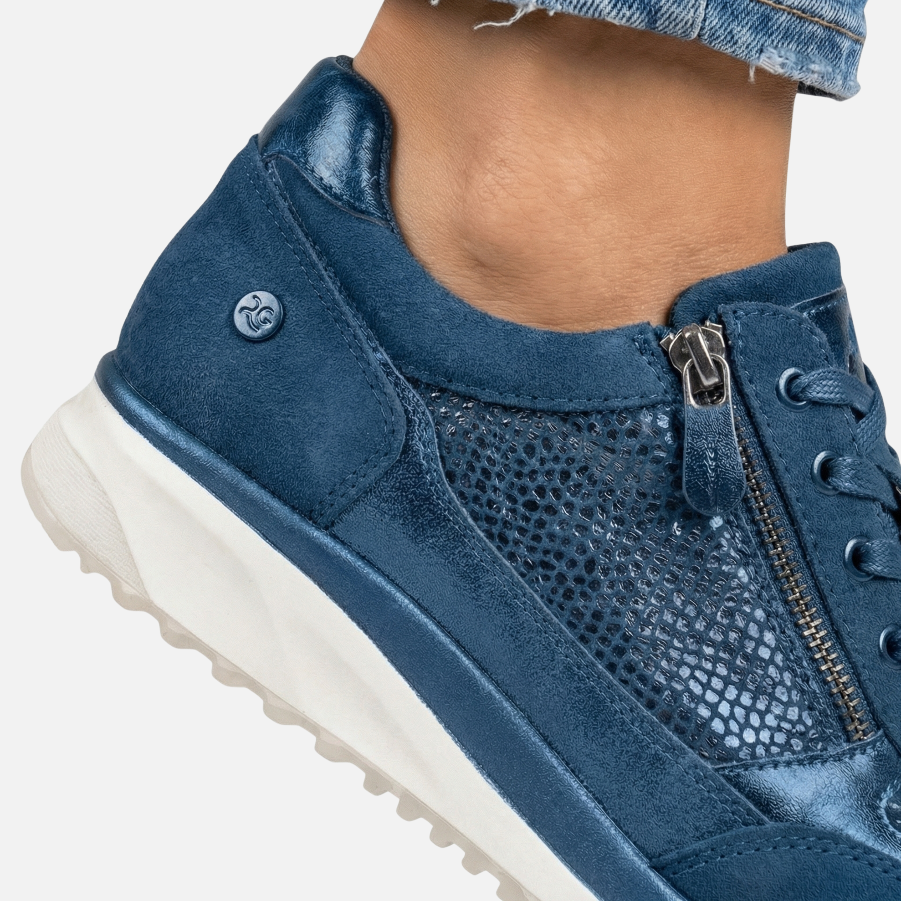 Women's Metallic Casual Sneakers with Side Zipper