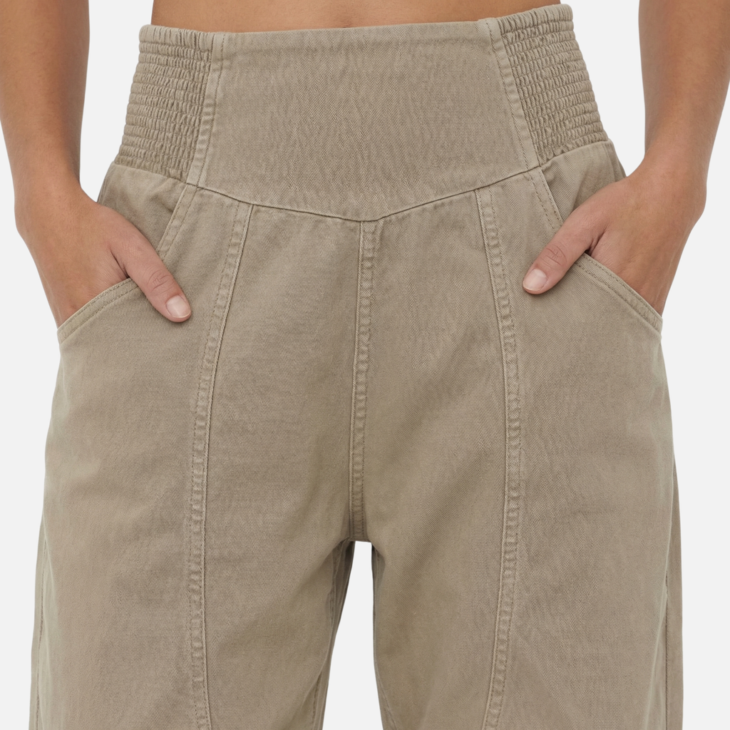 Women's Relaxed Wide Leg Pants with Smocked Waist and Pockets