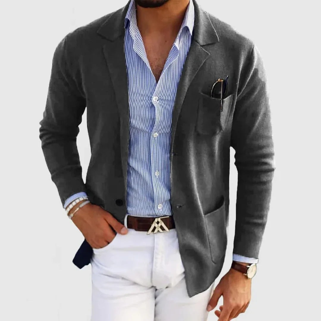 Men's Modern Knit Blazer with Chest Pocket