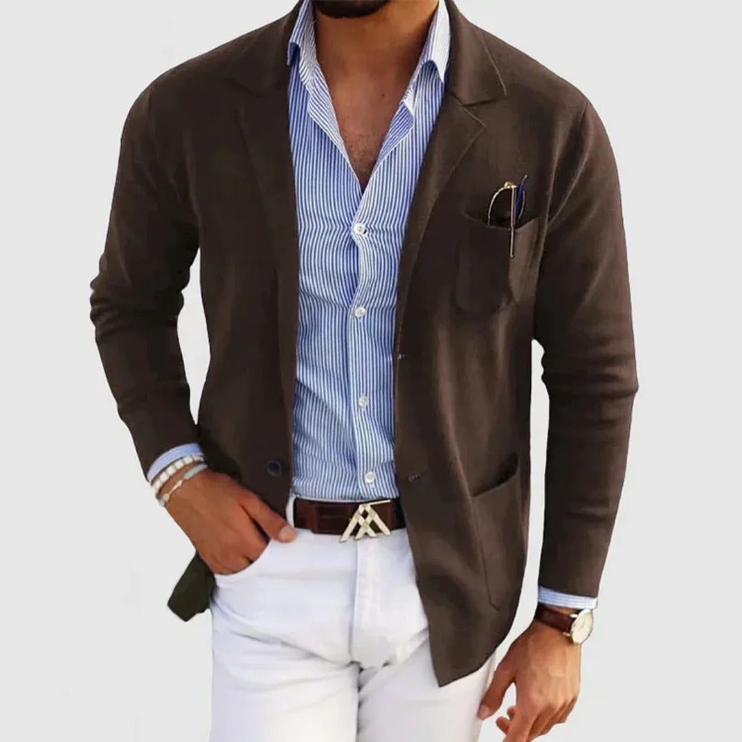 Men's Modern Knit Blazer with Chest Pocket