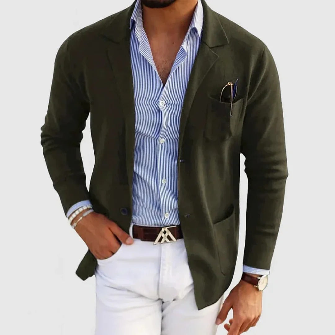 Men's Modern Knit Blazer with Chest Pocket