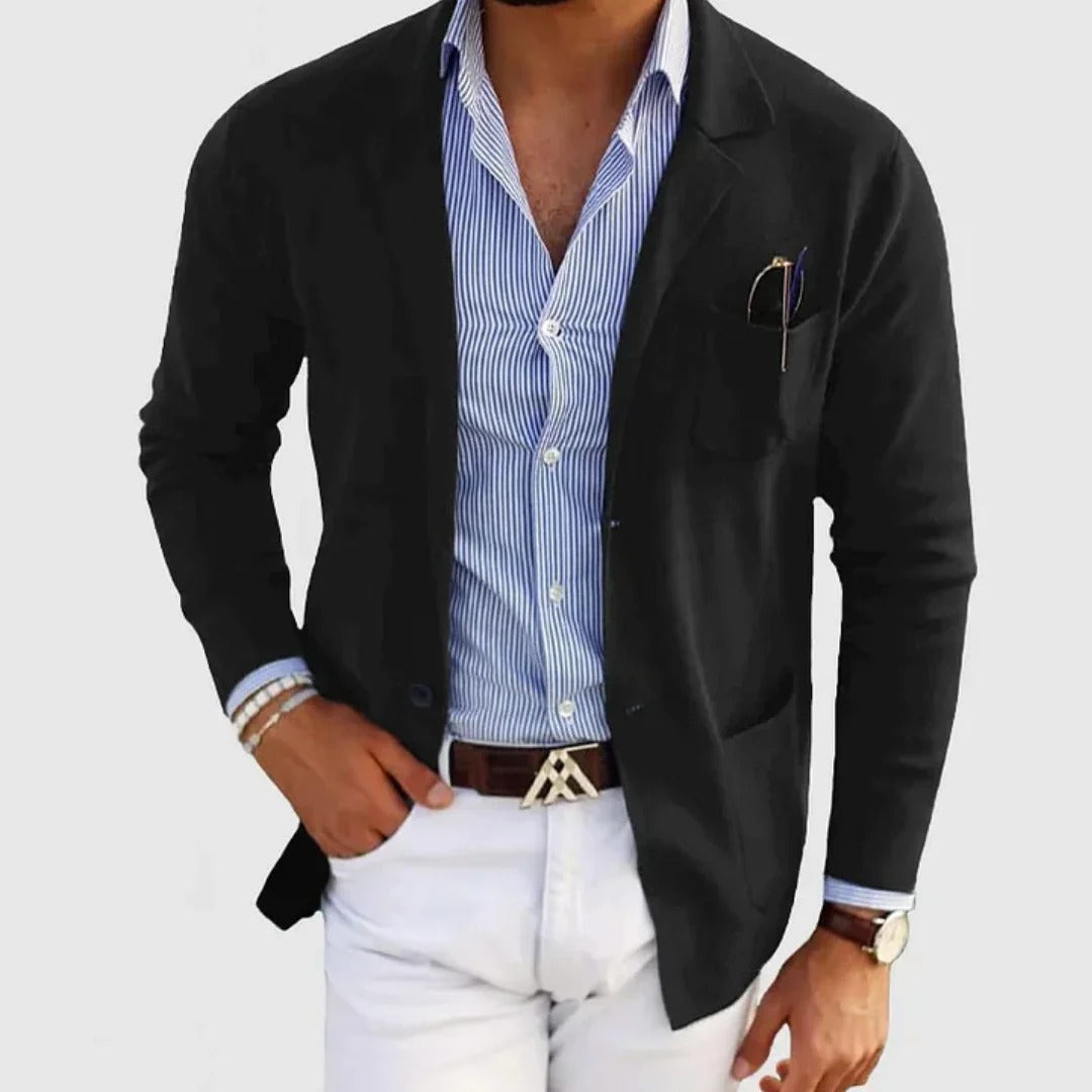 Men's Modern Knit Blazer with Chest Pocket