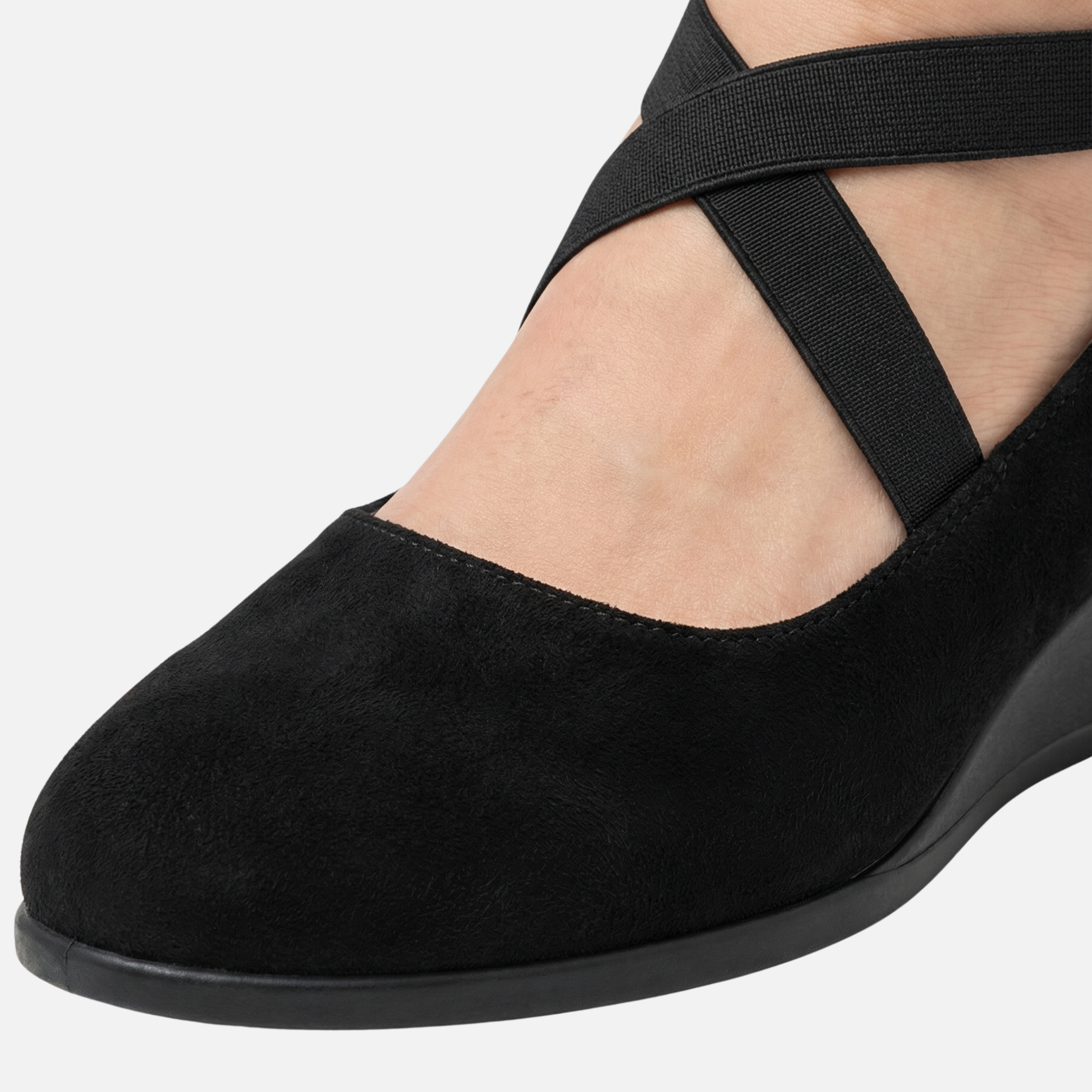 Women's Suede Wedge Shoes with Crisscross Straps