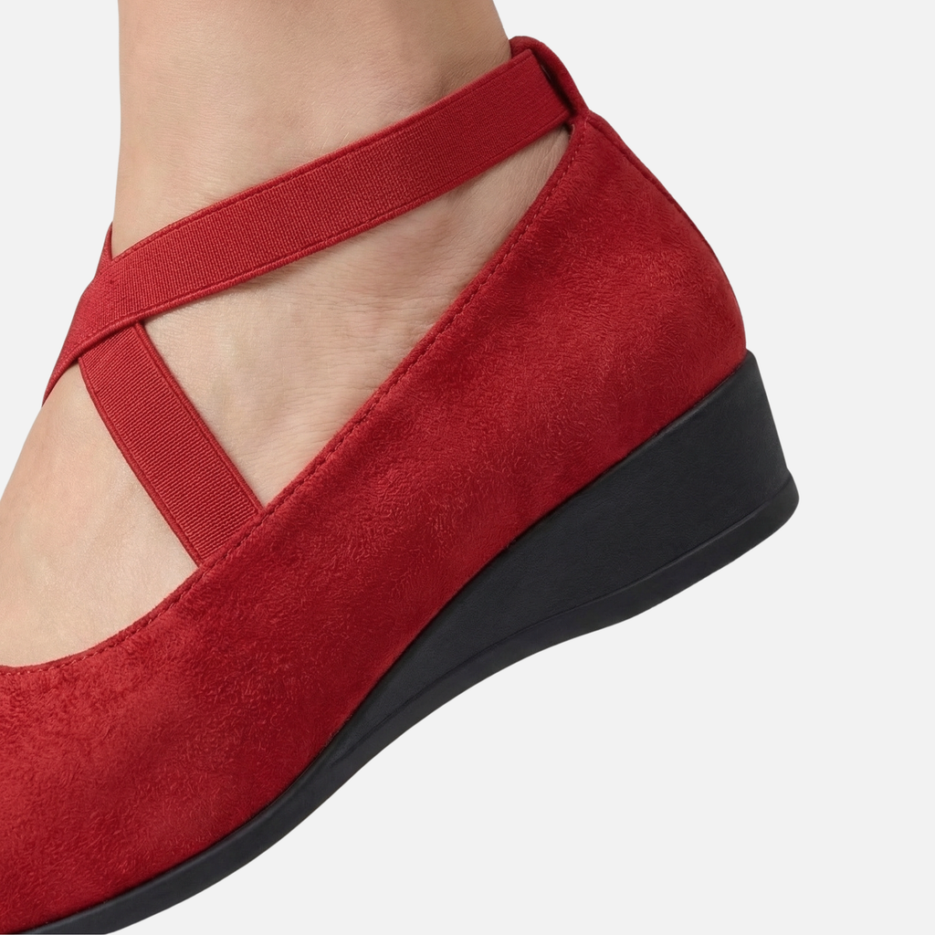 Women's Suede Wedge Shoes with Crisscross Straps