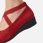 Women's Suede Wedge Shoes with Crisscross Straps
