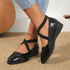 Women's Suede Wedge Shoes with Crisscross Straps