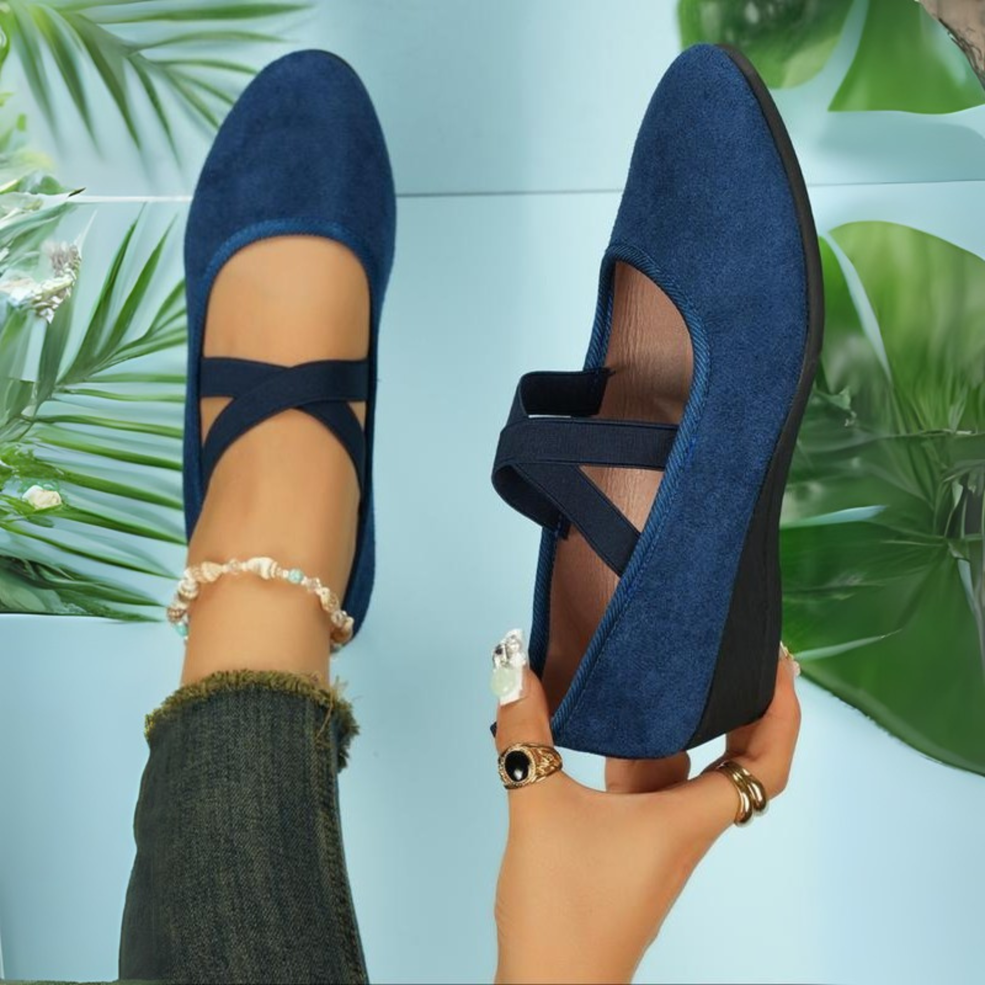 Women's Suede Wedge Shoes with Crisscross Straps