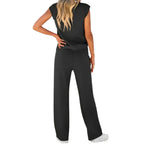 Women's Sleeveless Knit Two-Piece Lounge Set with Drawstring Waist