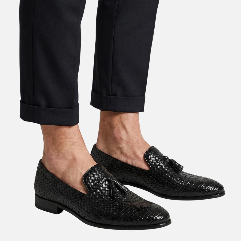 Men's Woven Tassel Loafers with Slip-On Design