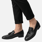 Men's Woven Tassel Loafers with Slip-On Design