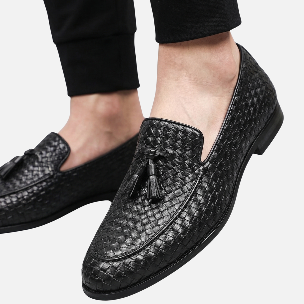 Men's Woven Tassel Loafers with Slip-On Design