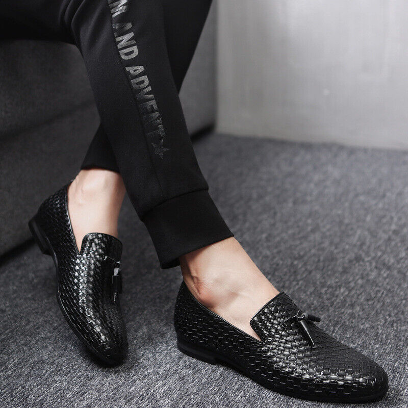 Men's Woven Tassel Loafers with Slip-On Design