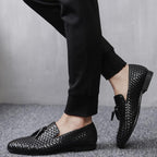 Men's Woven Tassel Loafers with Slip-On Design