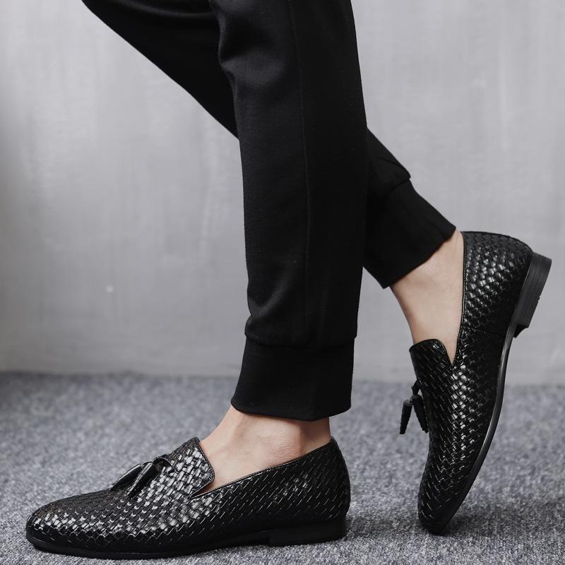 Men's Woven Tassel Loafers with Slip-On Design