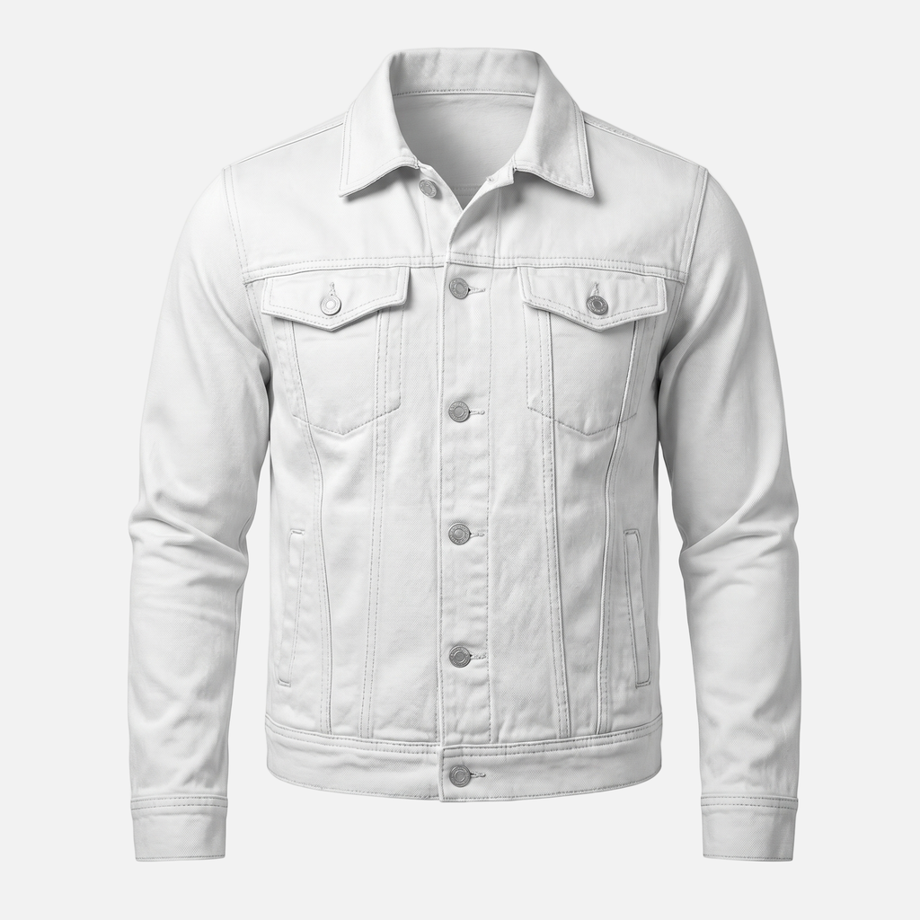 Men's Classic Denim Jacket with Chest Flap Pockets