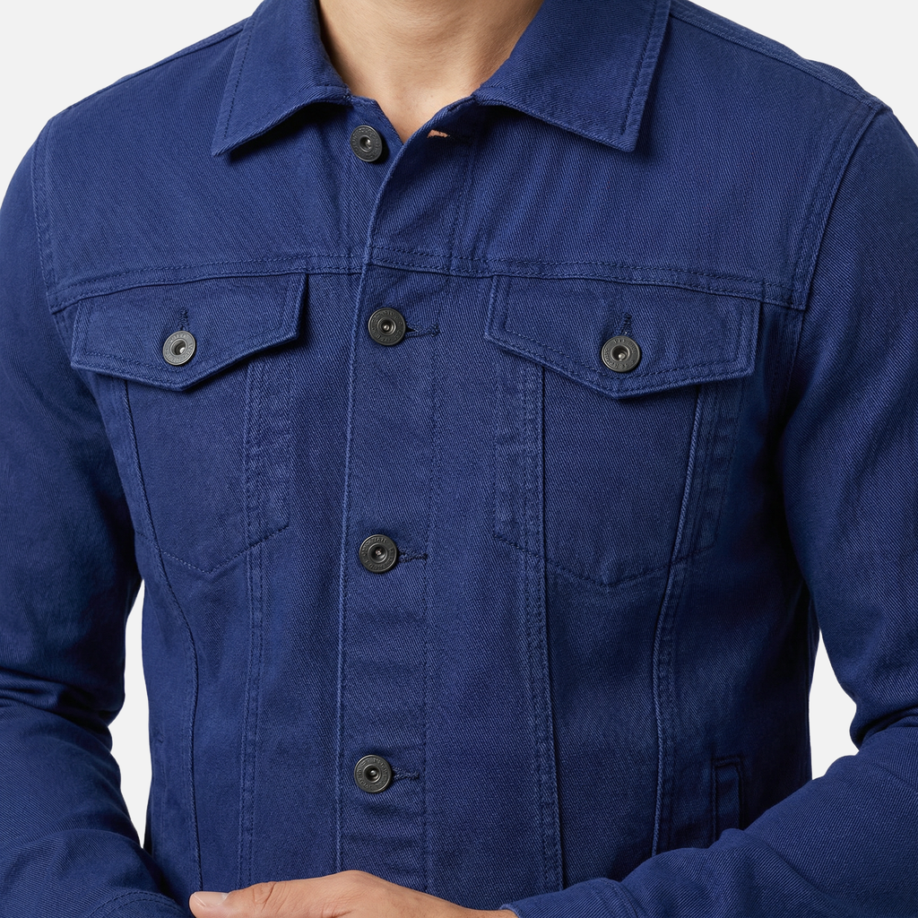 Men's Classic Denim Jacket with Chest Flap Pockets