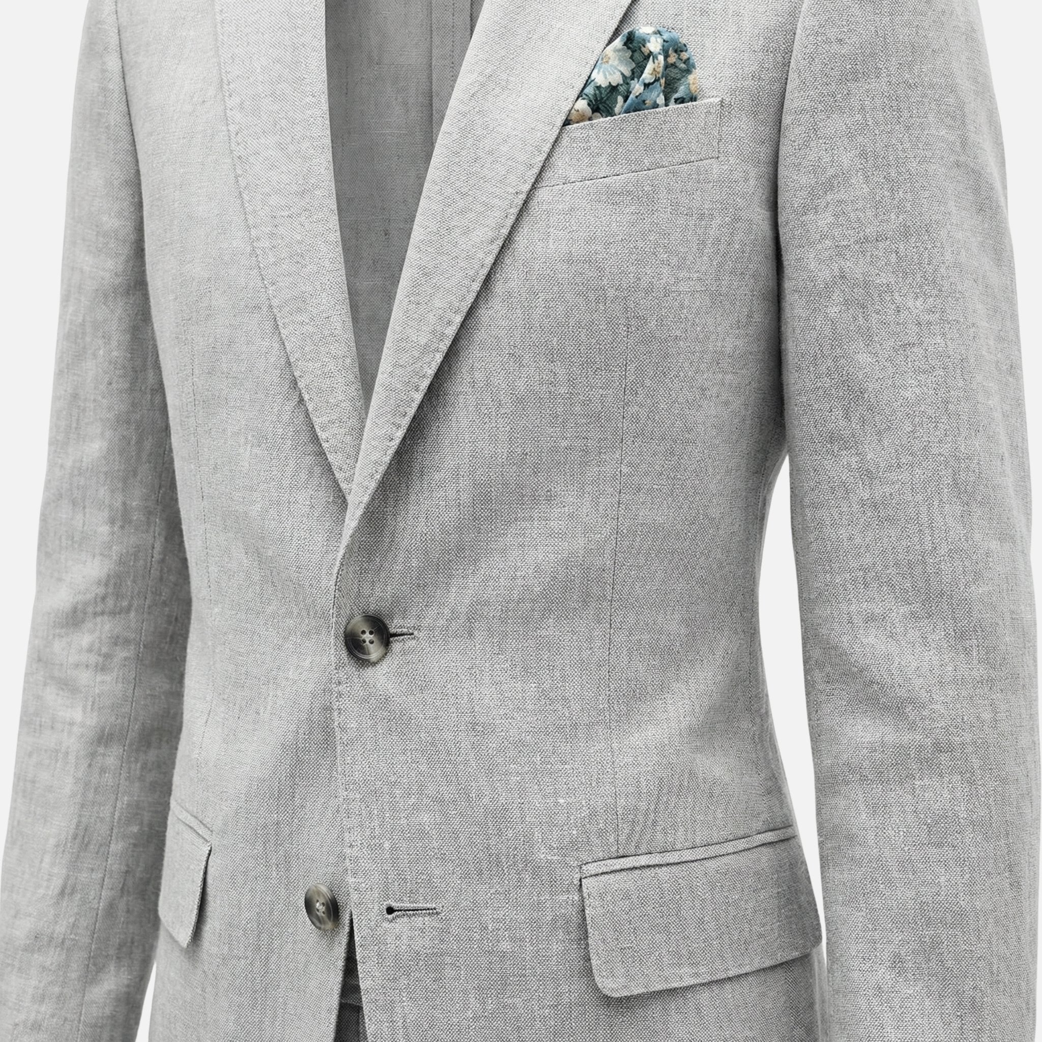 Men's Classic Fit Linen Suit with Notched Lapels