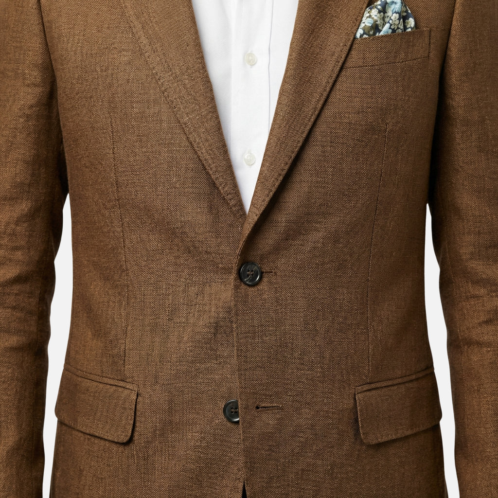 Men's Classic Fit Linen Suit with Notched Lapels