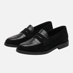 Women's Textured Slip-On Loafers with Low Block Heel