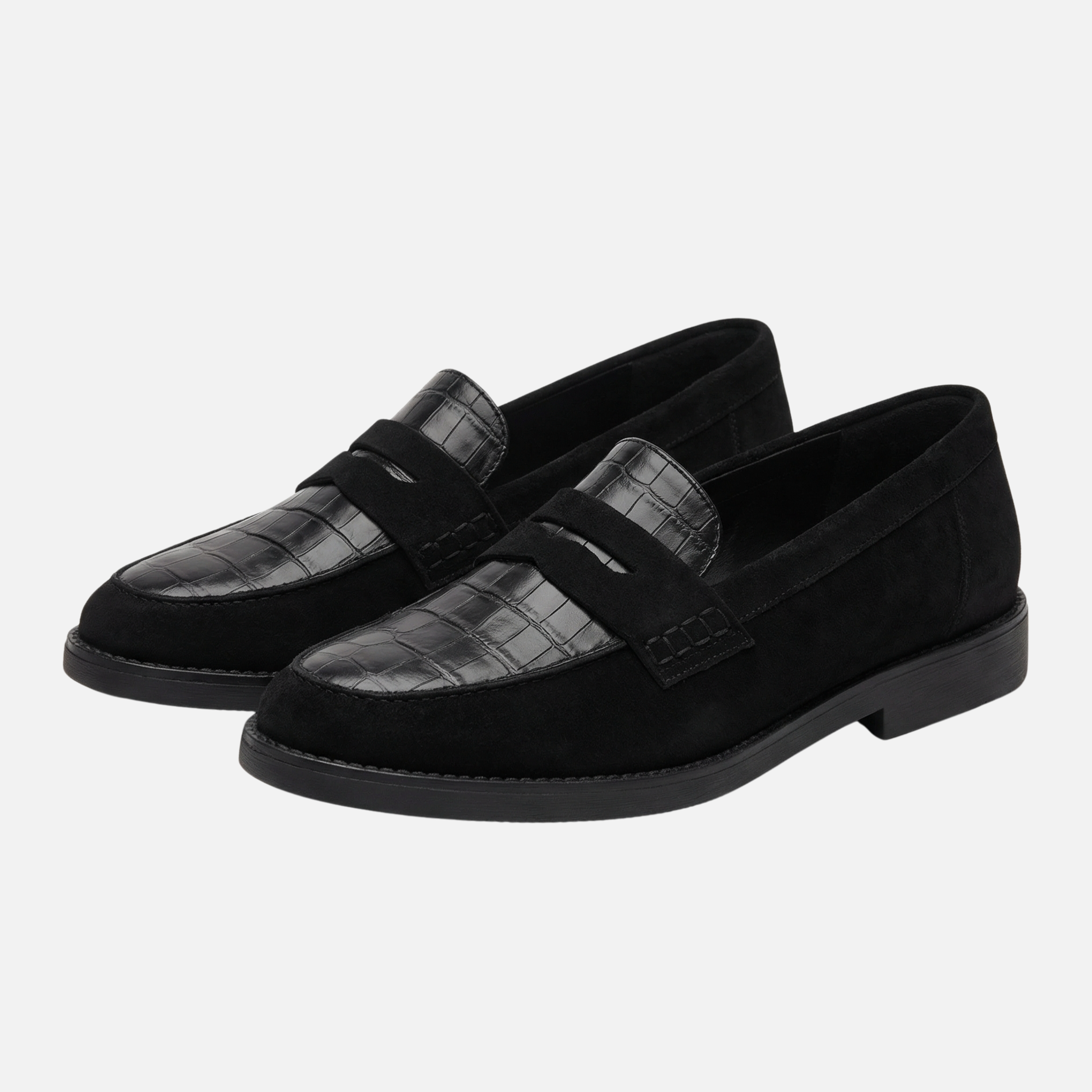 Women's Textured Slip-On Loafers with Low Block Heel