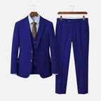 Men's Classic Three-Piece Suit with Notch Lapel Blazer