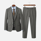 Men's Classic Three-Piece Suit with Notch Lapel Blazer
