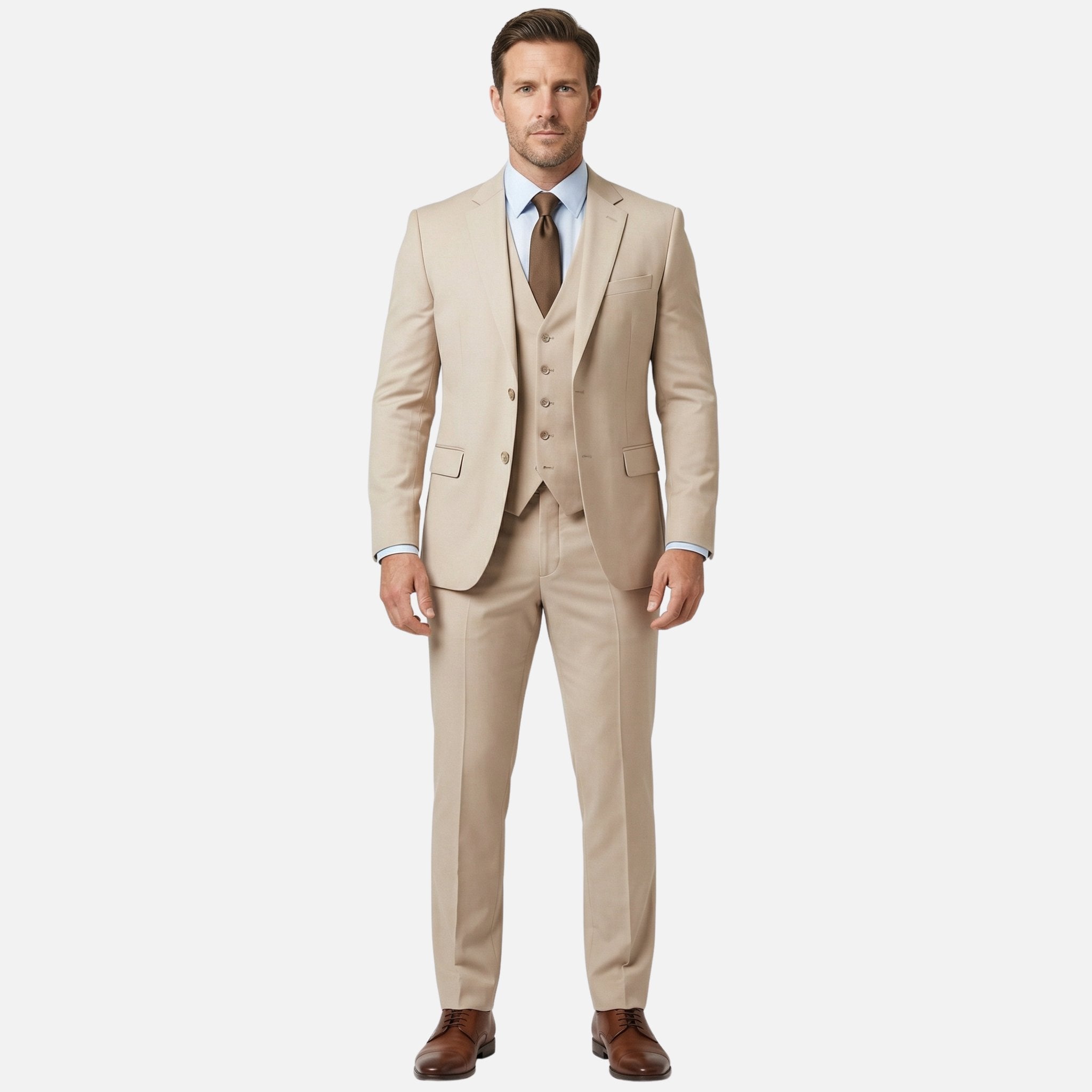 Men's Classic Three-Piece Suit with Notch Lapel Blazer