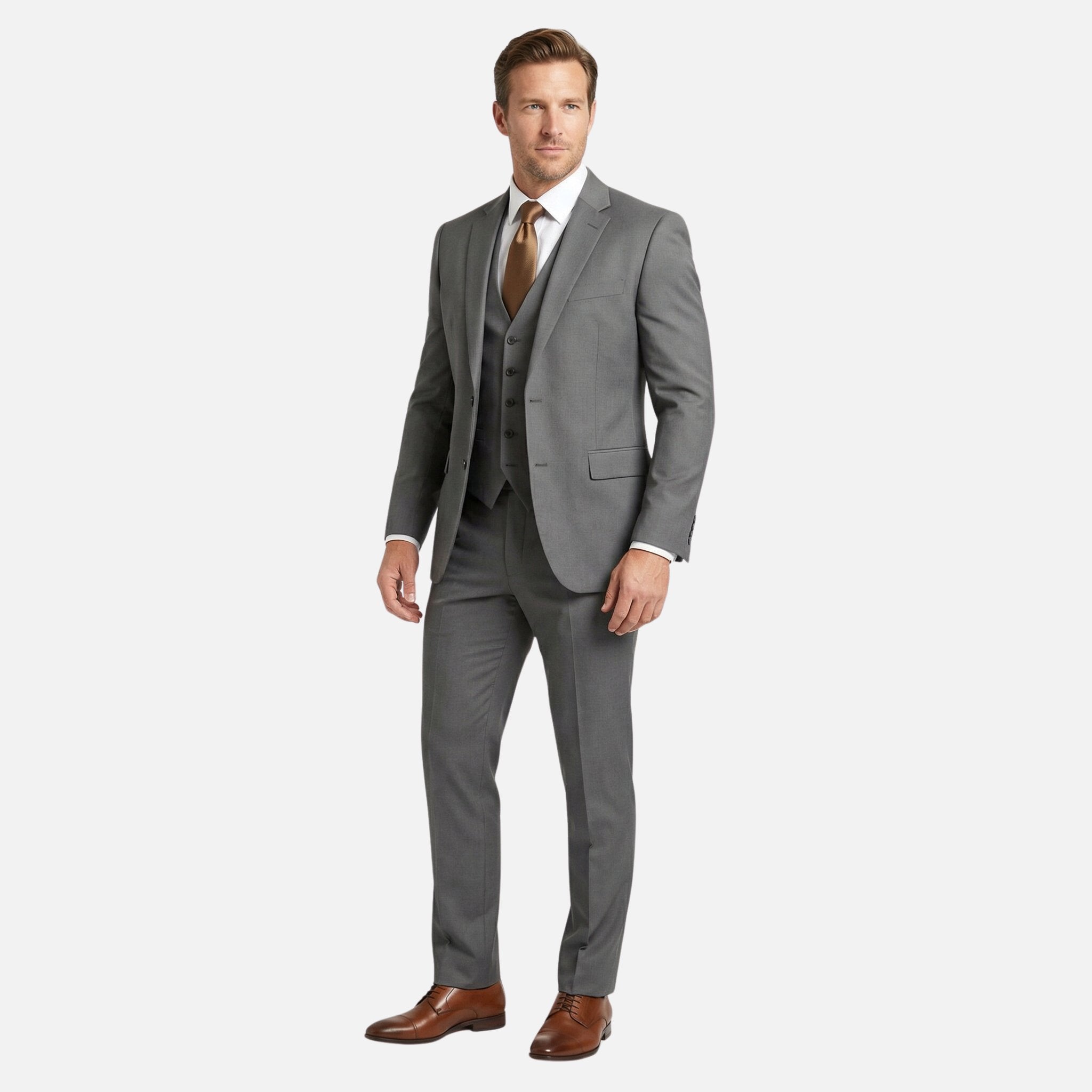 Men's Classic Three-Piece Suit with Notch Lapel Blazer