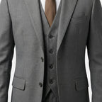 Men's Classic Three-Piece Suit with Notch Lapel Blazer