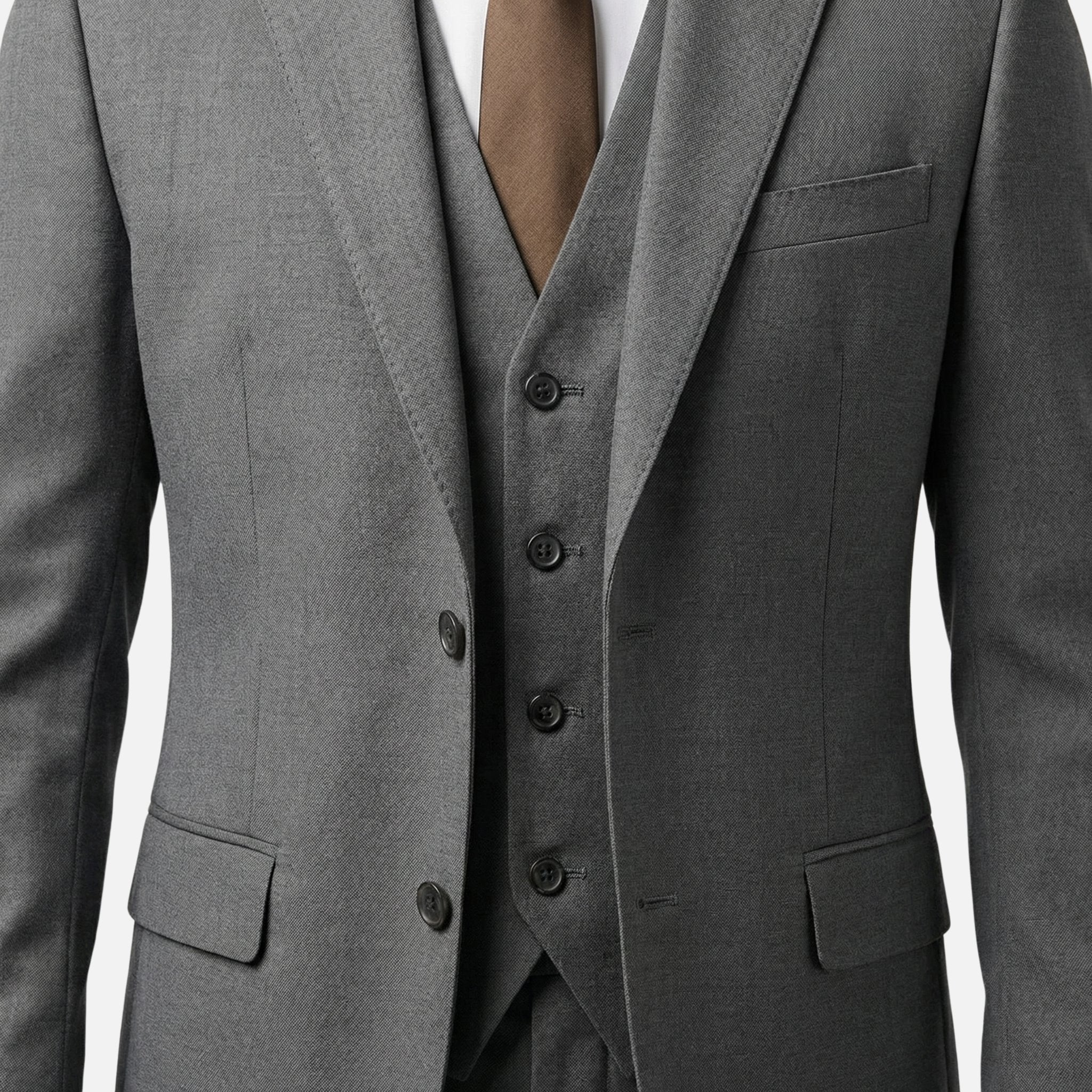 Men's Classic Three-Piece Suit with Notch Lapel Blazer