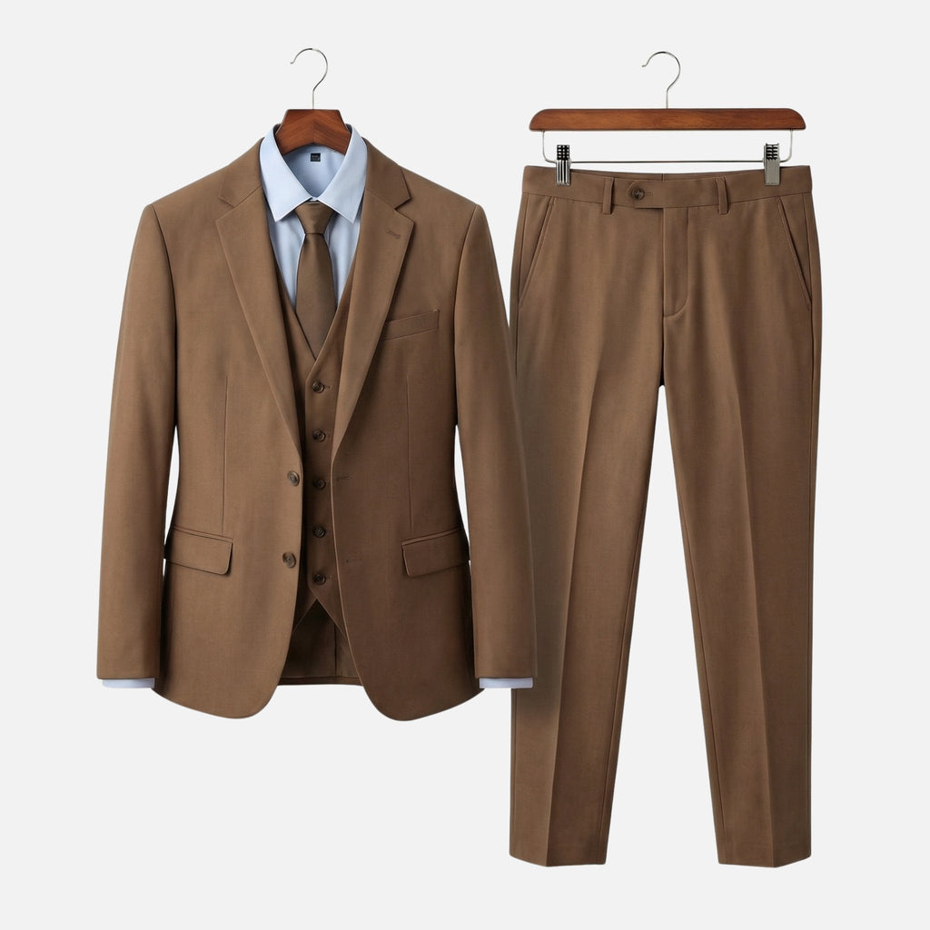 Men's Classic Three-Piece Suit with Notch Lapel Blazer
