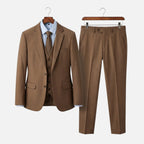 Men's Classic Three-Piece Suit with Notch Lapel Blazer