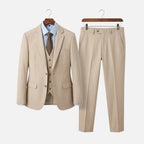 Men's Classic Three-Piece Suit with Notch Lapel Blazer